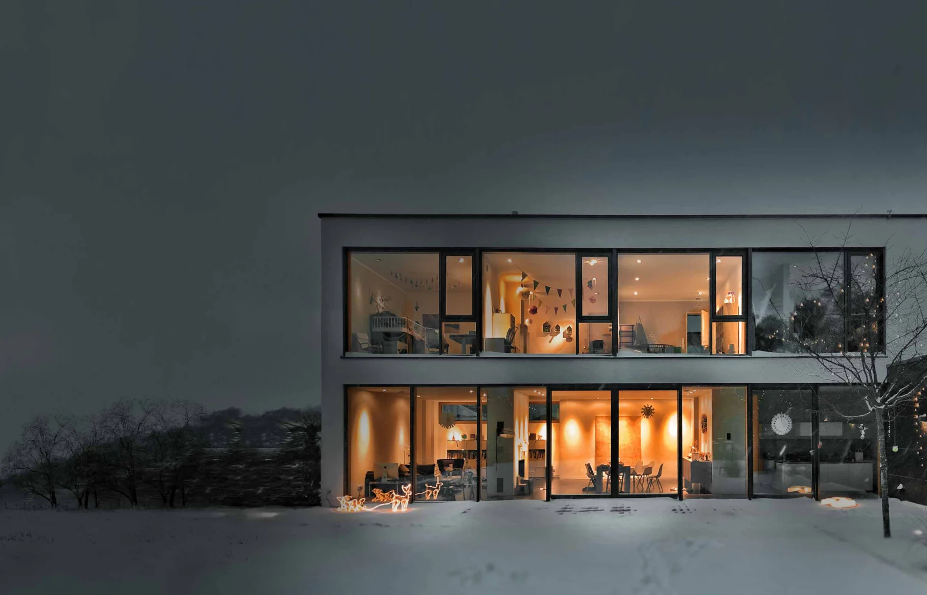 Haus mit Wärmepumpenheizung, Geothermie und Erdwärme